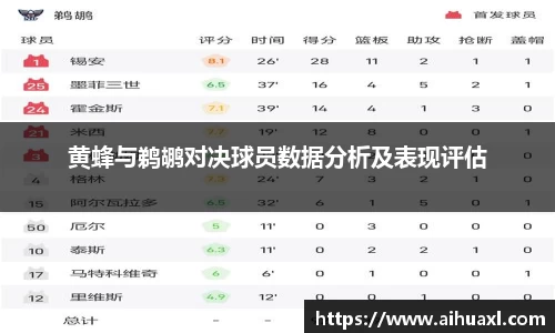 黄蜂与鹈鹕对决球员数据分析及表现评估